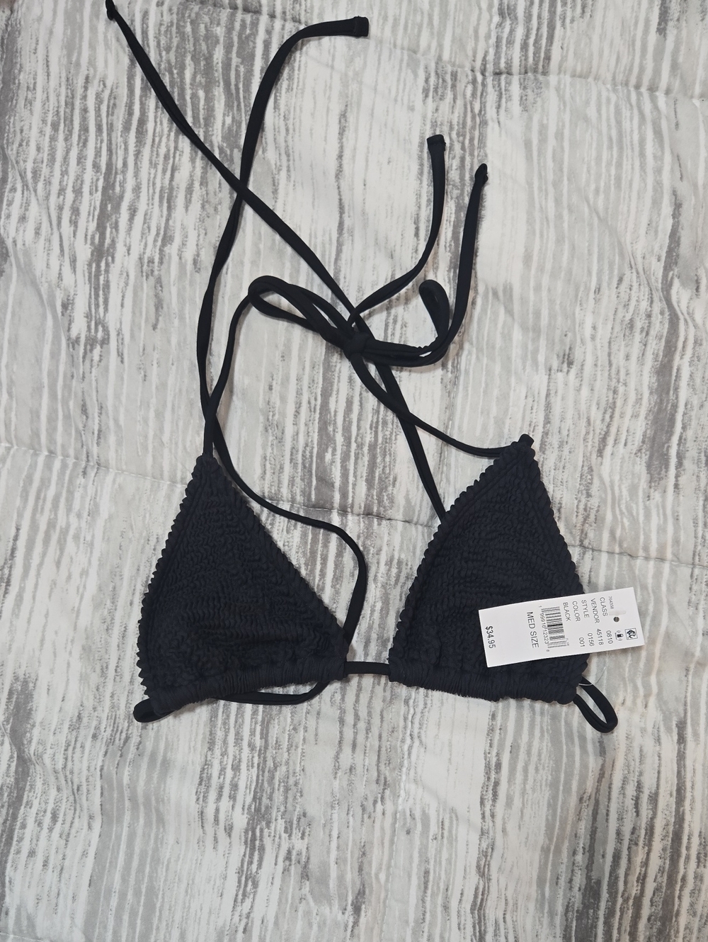 NWT PacSun Black Scrunch Triangle Bikini Top Size M